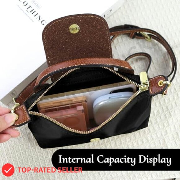 Mini Crossbody Bag Nylon Adjustable Strap Top Handle Casual Chic Compact - Picture 6 of 7